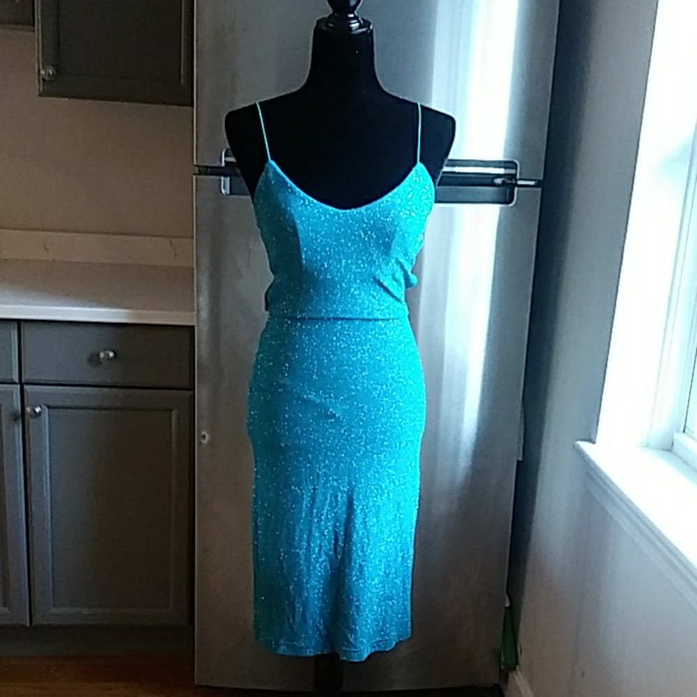 Open back sparkle midi body on cocktail dress